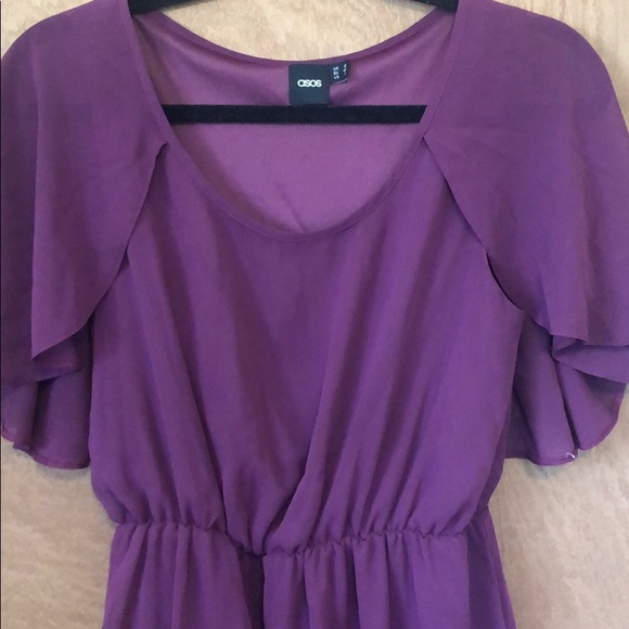 ASOS Cape Back Dress in Plum - Picture 2 of 5